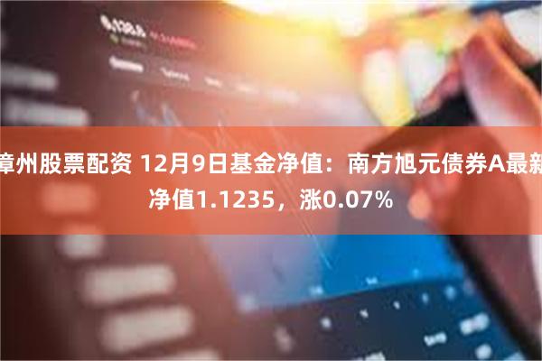 漳州股票配资 12月9日基金净值：南方旭元债券A最新净值1.1235，涨0.07%